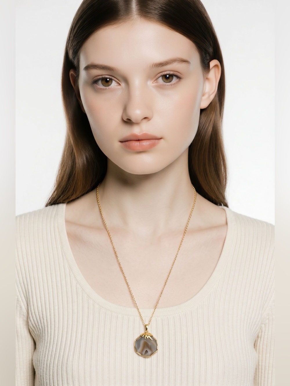 Charlene K Pink Agate Necklace Pendant Gold Vermeil Gemstone